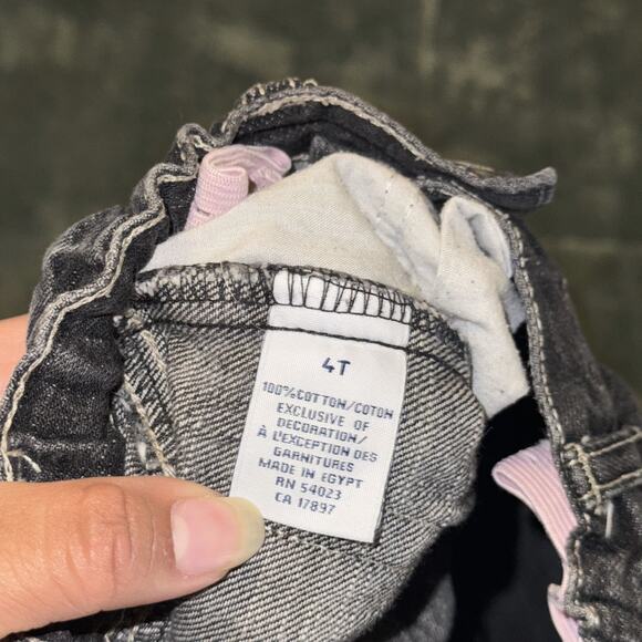 Vtg Fall 2001 Old Navy Jeans Girls 4T Faded Black Denim Floral Adjustable Waist - Picture 4 of 5